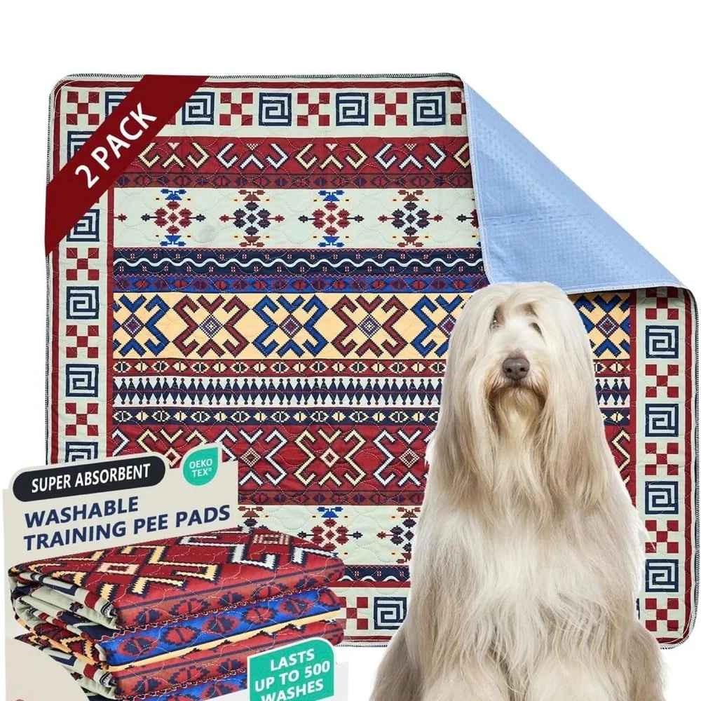 Geometric Pattern Washable Training Pee Pads - 2 Pack